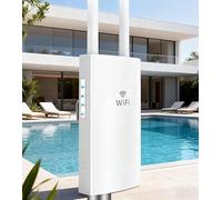 WONLINK Punto de Acceso Inalámbrico, Repetidor WiFi para Exteriores, Amplificador WiFi de AC1200 Doble Banda con 2 Puertos Gigabit Ethernet, Compatible con los Modos Repetidor/Ap/Router, IP66