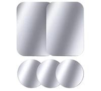 WONLIVE Láminas metálicas para movil, Placa Metal para Soporte móvil Coche iman 5 Piezas Chapas metalicas Muy Finas con Adhesivo para Soporte magnetico Coche, 3 Redondo y 2 Rectángulo, Plateado