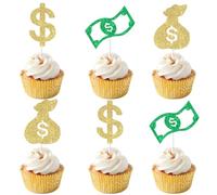 Wonmelody 36 piezas de 100 dólares Bill Cake Cupcake Toppers Dollar Birthday Decor Paper Money Cake Topper Supplies with Prop Money 100 Dollar Bills Realistic Decor Fake Money Cake Toppers for