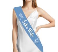 Wonmelody Decoración de fiesta de despedida de soltera del lago, banda azul costera para novia, banda de amor en los lagos, decoración de campamento para despedida de soltera, boda, compromiso