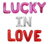 Wonmelody Lucky in Love Decoraciones para fiestas temáticas de casino, decoración de fiesta de despedida de soltera de Las Vegas con globos de la suerte en el amor, decoración de despedida de soltera