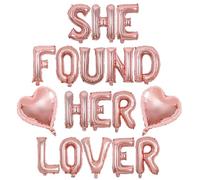 Wonmelody She Found Her Lover Globo Banner Decoraciones de despedida de soltera de oro rosa Globos de fiesta para mujeres, bodas, compromisos, fiestas, regalos, decoraciones, accesorios para niñas