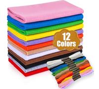 Wonninek Fieltro para manualidades, 20,5 x 90 cm, poliéster, paneles de fieltro con hilo de bordar, hojas de fieltro de colores, para manualidades, costura, proyectos de decoración manual