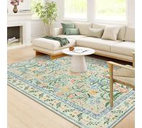 Wonnitar Alfombras Bohemias Lavables de 8 x 10 pies, alfombras Florales Grandes para Dormitorio, 8 x 10 Pulgadas, Alfombra Verde Suave, Antideslizante, Ultrafina, para Sala de Juegos, Dormitorio o