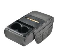 Wonsfuleu Consola Central Coche,Portapañuelos y Reposabrazos para Vehículo - Cojín de Piel para Consola Alargada Accesorio Coche con Ranura Teléfono Hueco Pañuelos