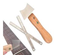Wonsfuleu Guitarra de borde recto con muescas, regla de guitarra | Luthier Tools Acero inoxidable - Medición de accesorios de nivelación, raspador de ranura con mango de madera para limpieza, luthier,
