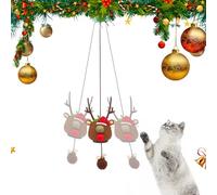 Wonsfuleu Juguetes navideños para Gatitos con Puerta,Juguetes navideños para Gatos Catnip - Juguetes de Plumas retráctiles con Hierba gatera - Juguetes para Gatos con Cuerda elástica de 2M para Gatos