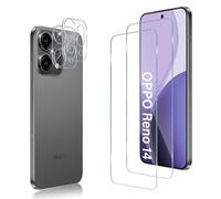 Wonsoso Compatible con OPPO Reno 14 5G Cristal Templado, 2 Piezas HD Protector de pantalla con 2 Piezas Protector de Lente de Cámara, Sin Burbujas, Anti-Arañazos, 9H Dureza Vidrio Templado