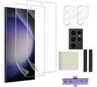 Wonsoso Protector de pantalla de TPU para Samsung Galaxy S23 Ultra | Película de TPU suave y flexible autorreparable y protector de lente de cámara de vidrio templado 9H