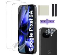 Wonsoso Protector de pantalla para Google Pixel 9a, paquete de 2 + 2 protectores de lente de cámara de vidrio templado 9H, compatible con huellas dactilares, compatible con fundas
