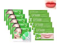 Wonsters 5 unidades de parches para ojos y mascarilla labial con aloe vera, parches para ojos con aloe vera, mascarilla hidratante para ojos para atenuar las ojeras lipstick
