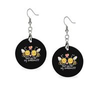 Won't You Bee My Sweetheart - Pendientes de madera para mujer, redondos, colgantes, joyería de moda, 1.2 x 2.4 pulgadas