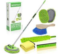 Wontolf Juego de 9 cepillos de Lavado de Coche con Mango Largo de Microfibra Chenilla para Lavado de Coche, Kit de Limpieza de Parabrisas de Ventana, escobilla de Coche