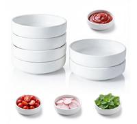 Wonuante Juego de 6 cuencos para salsa de soja, 9 x 2,5 cm, de cerámica, redondos, para sushi, salsa de soja, salsa de sushi, aperitivos, barbacoa, especias, color blanco