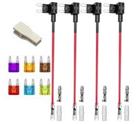 Wonvify 4 Piezas Pequeña Portafusible ATM con Hilo In-Line, con 6 Fusibles de Cuchilla (3 A/5 A/7,5 A/10 A/15 A/20 A) y 1 Extractor - Adaptador de Portafusibles ATM