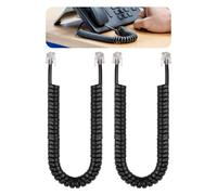Wonvify Cable Telefonico Espiral, Cable Telefonico RJ10, Cable de Teléfono de Línea Fija, Cable de Conexión del Auricular Telefónico, Negro, 3 Meter, 2 Piezas