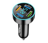Wonvify Cargador Coche USB 66W, 4 Puertos Cargador Mechero USB Carga Rapida 12V, con Voltímetro LED, Compatible i-Phone Samsung Xiaomi, Negro