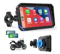 WonVon 6.25 Pulgadas CarPlay para Motocicleta Sistema de Navegación GPS con Apple CarPlay y Android Auto Pantalla Portátil con Doble Bluetooth, Navegación, Siri, Asistente de Google Soporte magnética