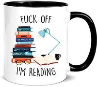 wonwhew Taza divertida para los amantes de los libros, Fuck Off I'm Reading, taza de café de cerámica de 11 onzas