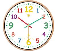 WONZOM 30 CM Reloj de Pared para niños, silencioso, Funciona con Pilas, Reloj Decorativo, Colorido, fácil de Leer, Reloj de Pared de cristalpara niños, Sala de Estar, Dormitorio, Sala de Estudio