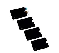 WOO LANDO 4 Unidades RFID & NFC Fundas para Tarjetas de crédito, Tarjeta de crédito, DNI, Tarjeta bancaria - 100% Tarjetas de crédito RFID Blocker contra Lectura no autorizada (4, Negro)