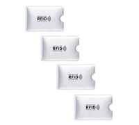 WOO LANDO 4 Unidades RFID & NFC Fundas para Tarjetas de crédito, Tarjeta de crédito, DNI, Tarjeta bancaria - 100% Tarjetas de crédito RFID Blocker contra Lectura no autorizada (4, Plateado)