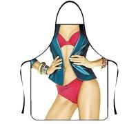 WOO LANDO Delantal de cocina con banda para el cuello, impermeable, 73 x 57 cm (BEACHGIRL)