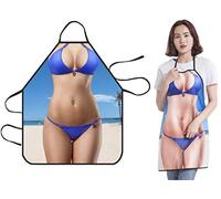 WOO LANDO Delantal de cocina con banda para el cuello, impermeable, 73 x 57 cm (BIKINI)