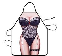 WOO LANDO Delantal de cocina con banda para el cuello, impermeable, 73 x 57 cm (BLACK WIDOW)