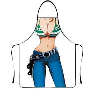 WOO LANDO Delantal de cocina con banda para el cuello, impermeable, 73 x 57 cm (COW GIRL)