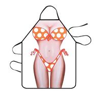 WOO LANDO Delantal de cocina con banda para el cuello, impermeable, 73 x 57 cm (DOTTY)