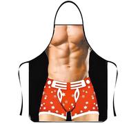 WOO LANDO Delantal de cocina y delantal para barbacoa para hombre, 73 x 57 cm, divertido regalo para barbacoa, Red Bull, M