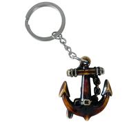 WOO MANTO Llavero de ancla de resina marrón con llavero de acero inoxidable para llavero de estilo vintage