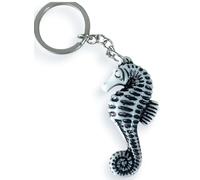 WOO MANTO Llavero de caballito de mar de resina con llavero de acero inoxidable en diseño marítimo