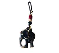WOO MANTO Llavero de elefante resina marrón oscuro amuleto de la suerte