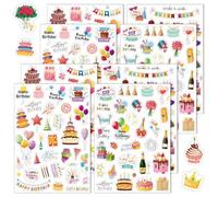 Woobroo Juego de pegatinas para regalos de cumpleaños, más de 200 pegatinas para manualidades, duraderas, DIY Feliz cumpleaños, álbumes de recortes, pegatinas para álbum de fotos, accesorios para