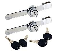 WOOCH Cerradura de trinquete para puerta corrediza de vidrio con acabado cromado, pantalla de vitrina igual con llave, paquete de 2