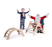 Wood And Hearts Indoor Montessori Juego Escalada niños, Triángulo, Rampa, Arco Montessori Madera, Juego de 3 escaleras de Madera Natural, Baby Gym Montessori, Gimnasio niños (2-8 años)