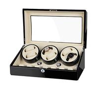 Wood Automatic Rotate Watch Winder 6+7 Storage Display Case Piano Paint Leather Pillow Japan Silent Motor Storages Boxbrown-A(Black