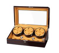 Wood Automatic Rotate Watch Winder 6+7 Storage Display Case Piano Paint Leather Pillow Japan Silent Motor Storages Boxbrown-B