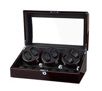 Wood Automatic Rotate Watch Winder 6+7 Storage Display Case Piano Paint Leather Pillow Japan Silent Motor Storages Boxbrown-C