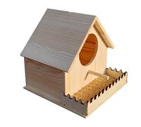 Wood Bird House, Natural Cockatiel Nesting Box, Ventilated Roosting Shelter with Perch, Warm Nest for Feeding Cockatiels, Hummingbirds, Farm, Orchard, Backyard Use 7.87x7.87 Inch