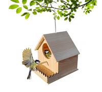 Wood Bird House, Nesting Shelter, Ventilated Design, Built-in Perch Feeder, Sturdy Material, Cozy Habitat, Easy Mounting, for Garden, Orchard, Schoolyard, 7.87x7.87x7.87 Inches