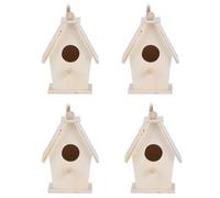 Wood Bird Houses Set of 4 | Hanging Bird Nests for Garden/Balcony/Courtyard | Genuine Platane Wood Birdhouse for Decoration & Attracting Birds