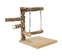 Wood Bird Playground - Parrot Playstand, Perch | Cubiertos de rama natural para pájaros pequeños, soporte para juguetes de jaula portátil, tela de escalada segura para cockatiel, pinzón,