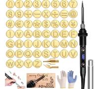 Wood Burning Letter Stamps,26 Letters Copper Mold - DIY Wood Burning/Carving Set,Hot Stamps Tool with Alphabet,Burning Tip Copper Pyrography Work Mold for Wood Craft DIY Embossing Carving(56pcs)