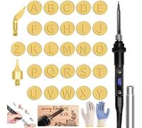 Wood Burning Letter Stamps,26 Letters Copper Mold - DIY Wood Burning/Carving Set,Hot Stamps Tool with Alphabet,Burning Tip Copper Pyrography Work Mold for Wood Craft DIY Embossing Carving(Letter-28pcs
