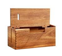 Wood Cable Organizer Box, Hidden Cord Storage Container System, Large Wooden Wire Management Box, Anti Dust Power Strip Cover Sturdy Build Design, Desk Cable Style, Home Office and Daily Uses