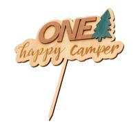 Wood Cake Topper - Camping Wooden Cake Decorations, Perfect Wood Cupcake Toppers For Camp Birthday And Outdoor Themed Celebrations Under The Stars Camping Themed Wooden Cake Topper - Rustic W
