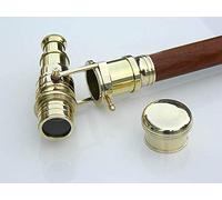 Wood Cane Telescope Walking Stick Hidden Spy Brass Handle Black